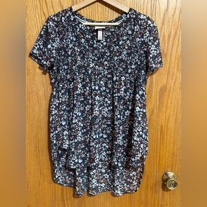 Knox Rose smocked blouse‎ Flowy sz XL floral